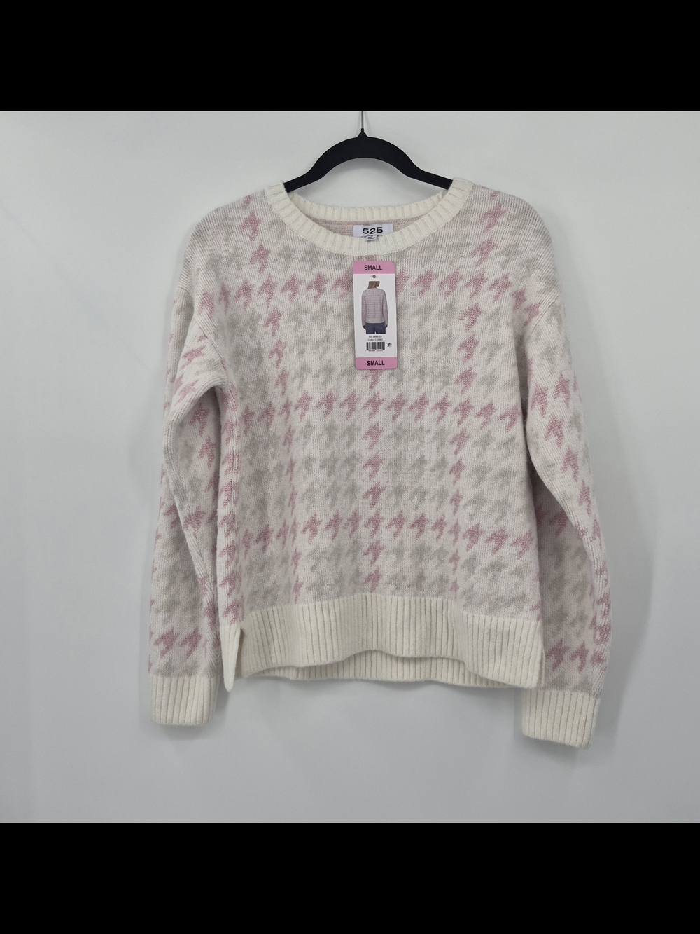 Soft 525 Women's Houndstooth Pink Silver Grey Combo Size Small